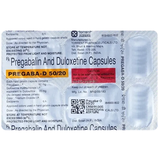 pregaba d 50/20mg capsule 10's